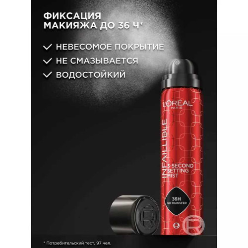 Спрей фиксатор макияжа Loreal Paris Infaillible 3 Second Setting Mist, 75 мл