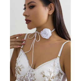 Чокер на шею белая роза