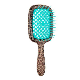 Расческа для волос массажная Леопардовая с голубыми зубцами Superbrush Janeke