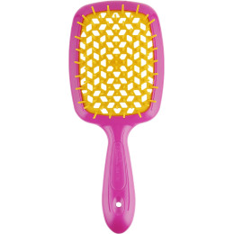 Расческа для волос массажная Розовая с желтыми зубцами Superbrush Janeke