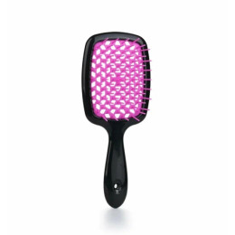 Расческа для волос массажная Черная с фиолетовыми зубцами Mini Janeke