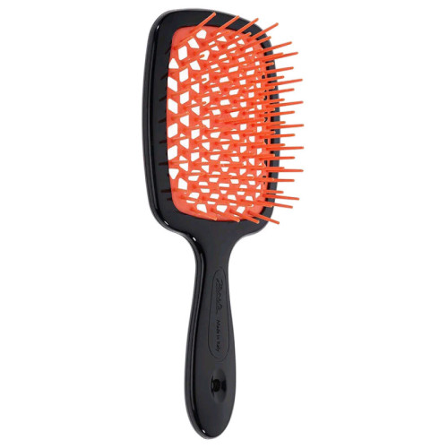 Расческа для волос массажная Черная с оранжевыми зубцами Superbrush Janeke