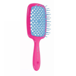 Расческа для волос массажная Малиновая с голубыми зубцами Superbrush Janeke