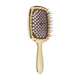 Расческа для волос массажная Золотая с коричневыми зубцами Superbrush Mini Janeke