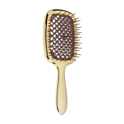 Расческа для волос массажная Золотая с коричневыми зубцами Superbrush Mini Janeke