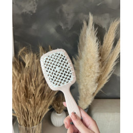 Расческа для волос массажная Персиковая с белыми зубцами Superbrush Janeke